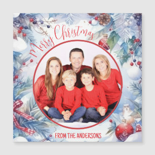 Wasserfarbe Frohe Weihnachts-Winter-Grenzgebirge F Magnetkarte