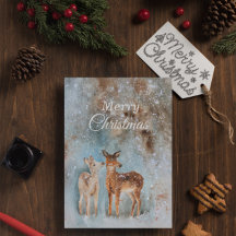 Wasserfarbe Frohe Weihnachts Winter Schnee Fawn De