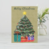 Wasserfarbe Frohe Weihnachtsbaum Feiertagskarte (Stehend Vorderseite)