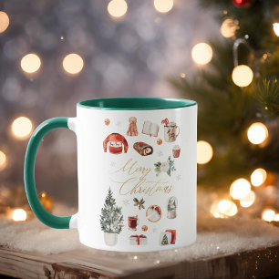 Wasserfarbe Frohe Weihnachtsfeiertage Tasse