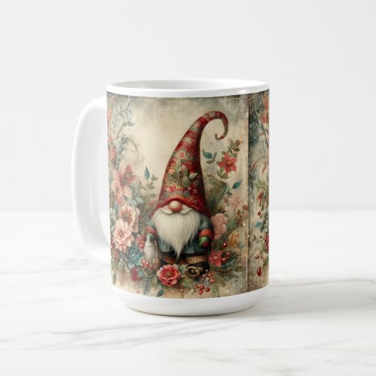 Wasserfarbe Frohe Weihnachtsgnom Kaffeetasse (Vorderseite Links)