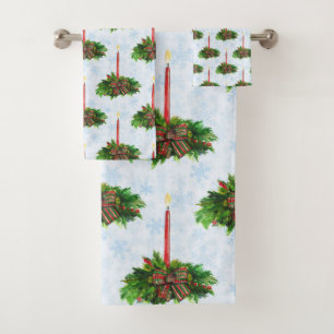 Wasserfarbe Frohe Weihnachtskerze Badhandtuch Set