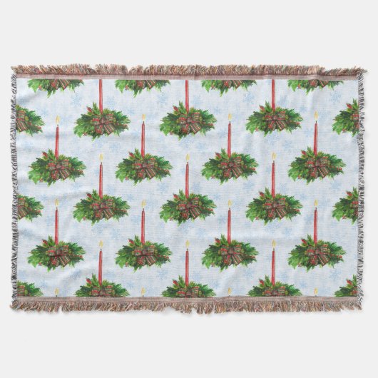 Wasserfarbe Frohe Weihnachtskerze Decke (Vorderseite)