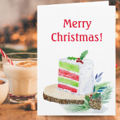 Wasserfarbe Frohe Weihnachtskuchen Karte