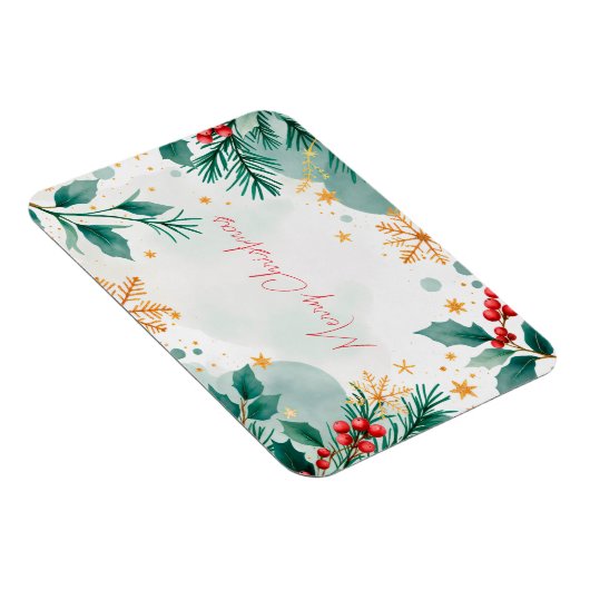 Wasserfarbe Frohe Weihnachtsmagnet mit Blätter Magnet (Rechte Seite)