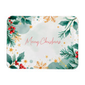 Wasserfarbe Frohe Weihnachtsmagnet mit Blätter Magnet (Horizontal)