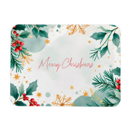 Wasserfarbe Frohe Weihnachtsmagnet mit Blätter Magnet