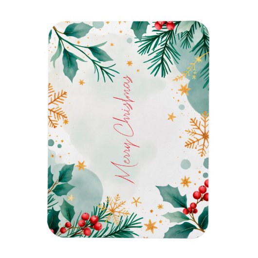 Wasserfarbe Frohe Weihnachtsmagnet mit Blätter Magnet (Vertikal)