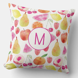 Wasserfarbe Frucht Monogramm Kissen