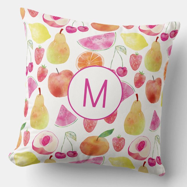 Wasserfarbe Frucht Monogramm Kissen (Von Creator hochgeladen)
