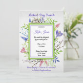 Wasserfarbe, Frühlingsblumen, Muttertagsbrunch Einladung (Stehend Vorderseite)