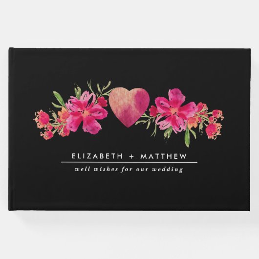 Wasserfarbe Fuchsia Bläserne Hochzeit Gästebuch (Vorderseite)