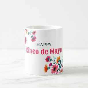 Wasserfarbe Fuchsia Blume Happy Cinco de Mayo Kaffeetasse