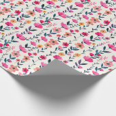 Wasserfarbe Fuchsia Blumenmuster Geschenkpapier (Ecke)