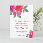 Wasserfarbe Fuchsia Blumenzwiebeleinladung Einladung (Stehend Vorderseite)