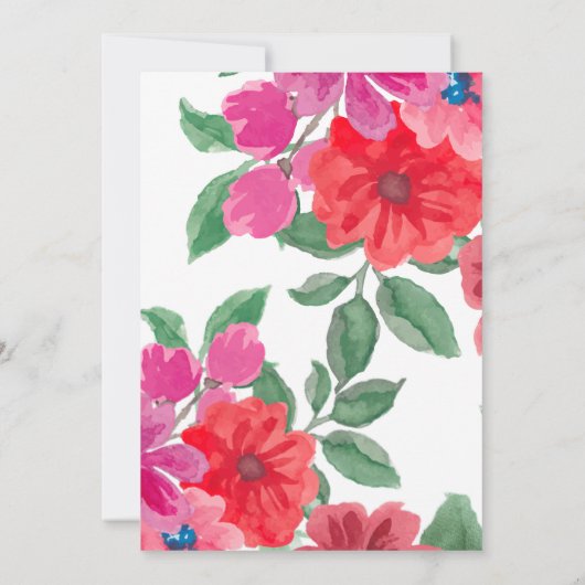 Wasserfarbe Fuchsia Blumenzwiebeleinladung Einladung (Rückseite)