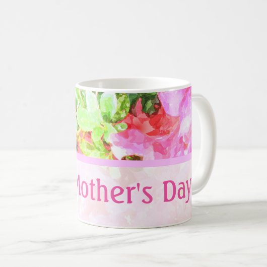 Wasserfarbe Fuchsia Hydrangeas Message Coffee Tass Kaffeetasse (VorderseiteRechts)