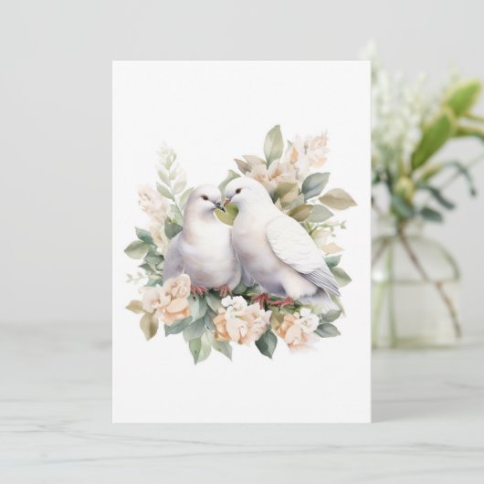 Wasserfarbe für die Hochzeitsweiße Taube Einladung (Stehend Vorderseite)