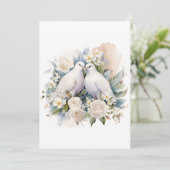 Wasserfarbe für die Hochzeitsweiße Taube Einladung (Stehend Vorderseite)