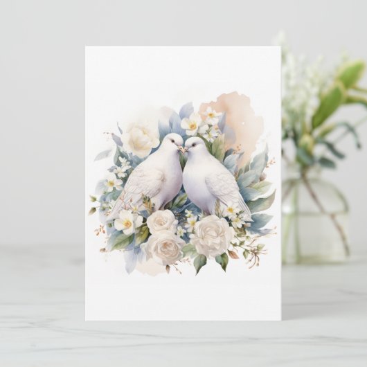 Wasserfarbe für die Hochzeitsweiße Taube Einladung (Stehend Vorderseite)