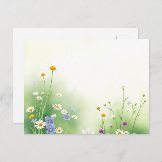 Wasserfarbe für Frühjahr mit Wildblumen in Weich Postkarte (Vorne/Hinten)