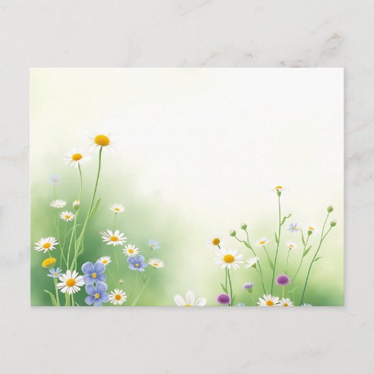 Wasserfarbe für Frühjahr mit Wildblumen in Weich Postkarte (Vorderseite)