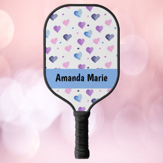 Wasserfarbe für Herz personalisieren Pink Blue Lil Pickleball Schläger