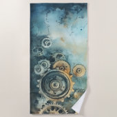 Wasserfarbe für Steampengeere - Uhrwerk Strandtuch (Vorderseite)