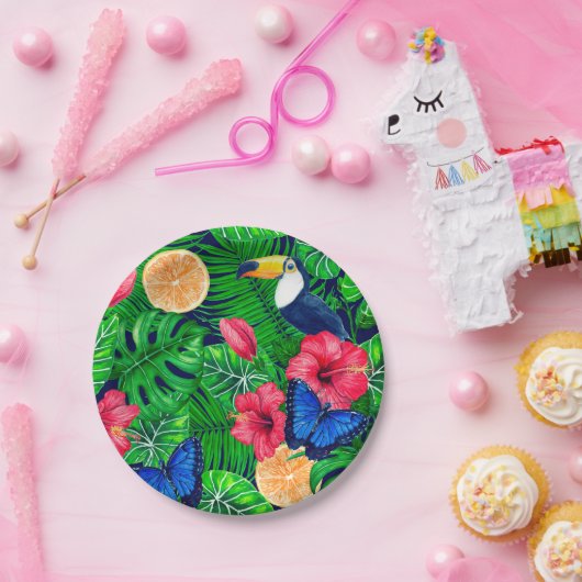 Wasserfarbe für tropische und tropische Gärten Pappteller (Party)