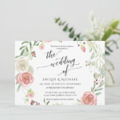 Wasserfarbe für Wasserfarben der horizontalen Rose Einladung (Stehend Vorderseite)