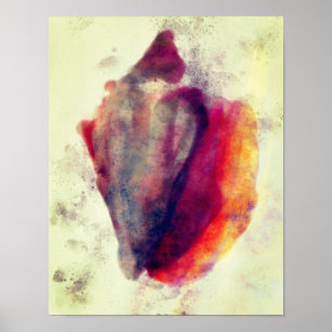 Wasserfarbe Gastropod Burgund Gold Schnecke Musche Poster