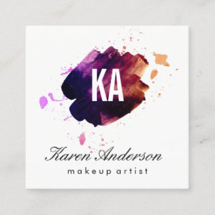 Wasserfarbe gebürstet / Monogramm Quadratische Visitenkarte