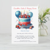 Wasserfarbe Geburtstagskuchen Einladung - süß (Stehend Vorderseite)