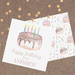 Wasserfarbe Geburtstagstorte Geschenkverpackung Mitteilungskarte