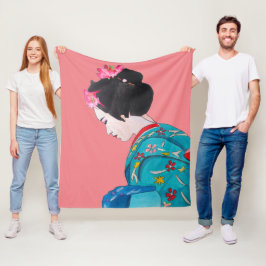 Wasserfarbe Geisha mit kimono Art Thema Japan Fleecedecke