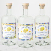 Wasserfarbe Gelb & Blau hausgemachte Limoncello Alkoholflaschenetikett (Flaschen)