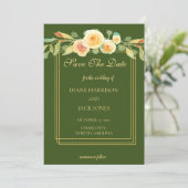 Wasserfarbe Gelbe Rose Bouquet Save the Date Einladung (Stehend Vorderseite)