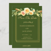 Wasserfarbe Gelbe Rose Bouquet Save the Date Einladung (Vorne/Hinten)