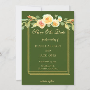 Wasserfarbe Gelbe Rose Bouquet Save the Date Einladung