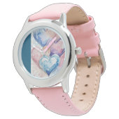 Wasserfarbe Gemalte Herzen Armbanduhr (Schrägansicht)