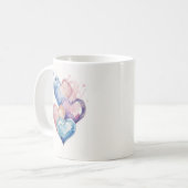 Wasserfarbe Gemalte Herzen Kaffeetasse (Vorderseite Links)