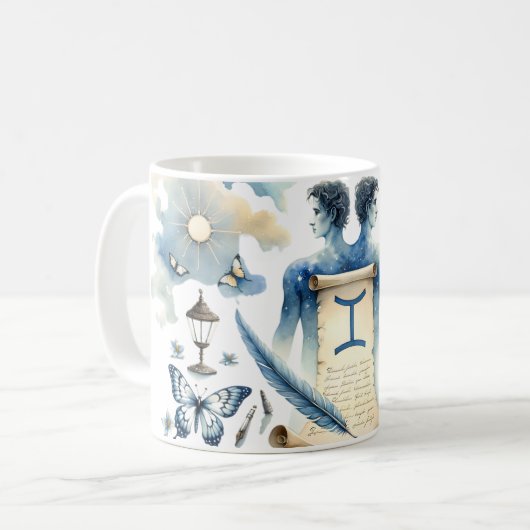 Wasserfarbe Gemini Kaffeetasse (Vorderseite Links)