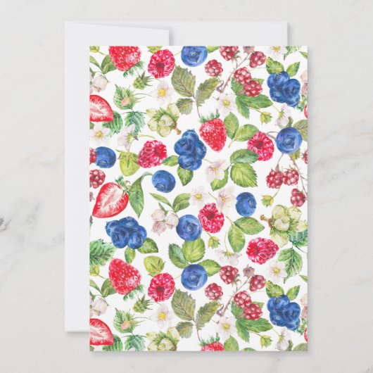 Wasserfarbe gemischte Berries Sommerdusche Einladung (Rückseite)