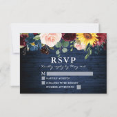 Wasserfarbe gemischte Blüten Rustikale Hochzeit mi RSVP Karte (Vorderseite)