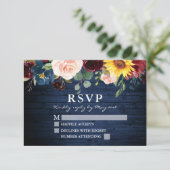Wasserfarbe gemischte Blüten Rustikale Hochzeit mi RSVP Karte (Stehend Vorderseite)