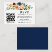 Wasserfarbe gemischte Floral QR Hochzeit Blue UAWG Begleitkarte (Vorne/Hinten)