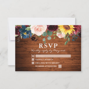 Wasserfarbe gemischte florale Hochzeit aus rustika RSVP Karte