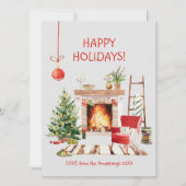 Wasserfarbe Gemütliche Winterhütte Weihnachten (Vorderseite)