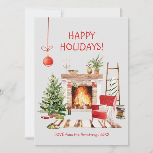 Wasserfarbe Gemütliche Winterhütte Weihnachten (Vorderseite)