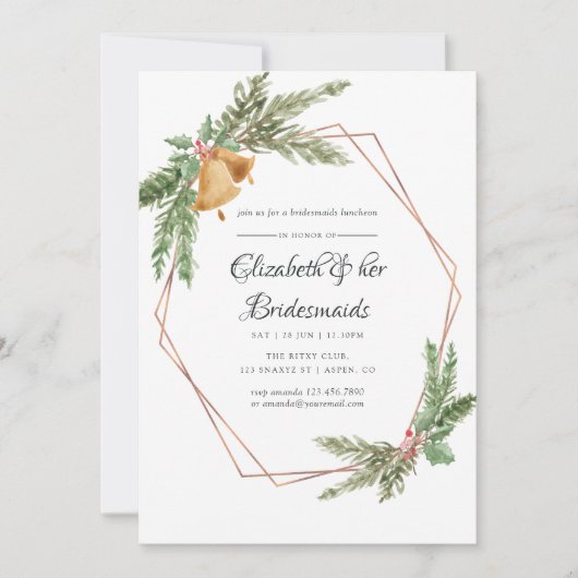 Wasserfarbe Geometrische Weihnachtsbräune Luncheon Einladung (Vorderseite)